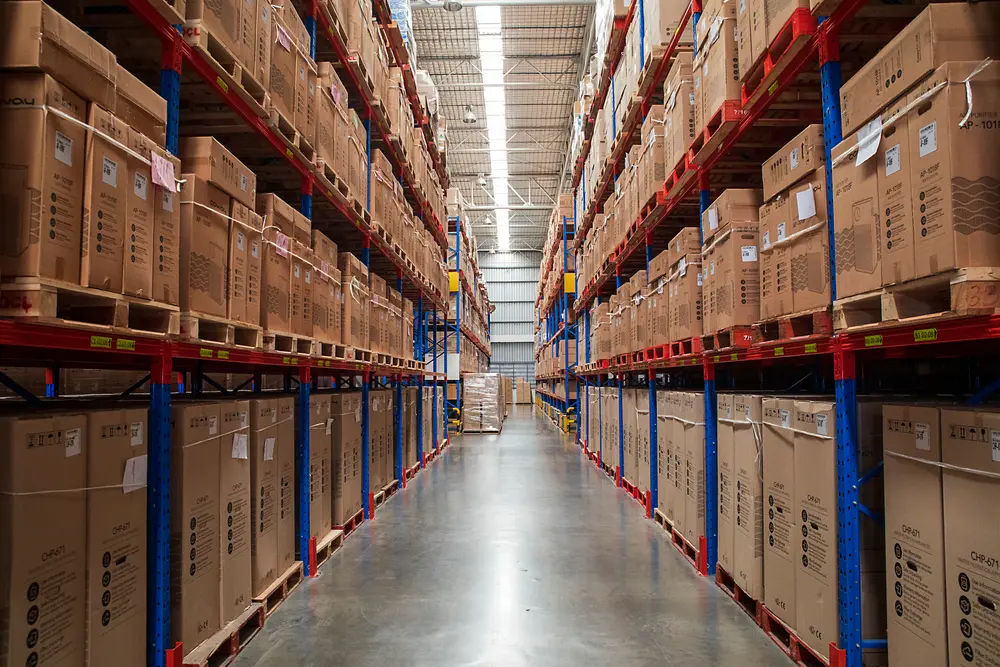 Organized warehouse inventory representing integrated logistics support
